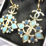 샤넬 팔각 귀걸이 블루