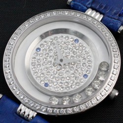 쇼파드 해피 다이아몬드 (천연수정) 큐빅 은장 블루