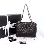 샤넬 램스킨 그랜드샤핑 블랙 스몰 은장