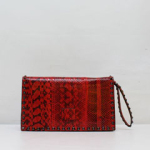 발렌티노 클러치 레드 뱀피무늬