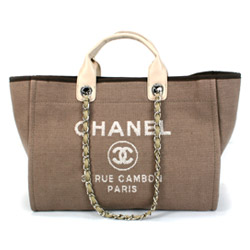 샤넬 캔버스 도빌백 라지 브라운