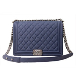 샤넬 램스킨 보이백 네이비