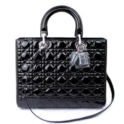 크리스찬디올 레이디디올백 라지 페이던트 블랙은장