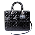 크리스찬디올 레이디디올백 라지 페이던트 블랙은장