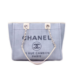 샤넬 캔버스 도빌백 블루 미듐