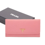 프라다 소가죽 장지갑 핑크 1M1132