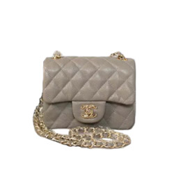 샤넬 캐비어 1115 미니 플랩백16cm 그레이/금장