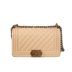 샤넬 캐비어 보이백 라잇베이지/금장 25cm