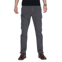 MSGM 15FW 사선 사이드포켓 밑단 벨크로 총알 그레이 카고팬츠