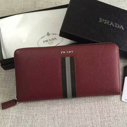 프라다 최고급버전 사피아노가죽 장지갑 와인 2M1317