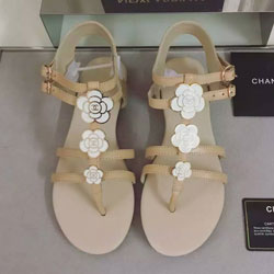 샤넬 플라워 샌들 베이지