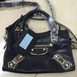 발렌시아가 시티 소가죽 금장/은장 3사이즈 블랙