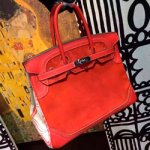 에르메스 오리지널 가죽 스웨이드 버킨 레드 35CM