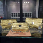 미우미우 Matelasse Metallic Leather Chain Wallet