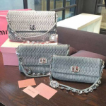 미우미우 Matelasse Metallic Leather Chain Wallet