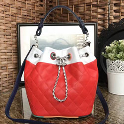 샤넬 램스킨 투톤 볼링백 레드