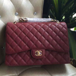 샤넬 클래식 캐비어 맥시 더블플랩 버건디/금장