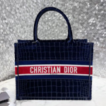 크리스찬디올 이중 자수 장식 패브릭 백 36cm