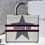 크리스찬디올 이중 자수 장식 패브릭 백 41cm