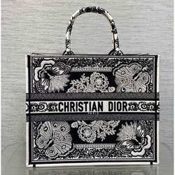 크리스찬디올 이중 자수 장식 패브릭 백 41cm