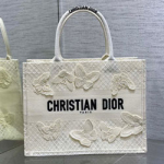 크리스찬디올 이중 자수 장식 패브릭 백 36cm 